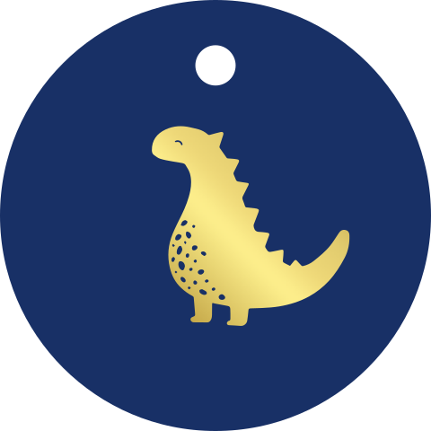 Labels rond goudfolie dino folie | 16 stuks
